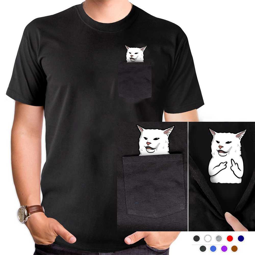 

Men' T-Shirts CLOOCL T-Shirts Summer Pocket Cat Middle Finger Printed T-shirt Men for Women Shirts Tops Funny Cotton Black Tees L230217, Cotton t-shirt 2