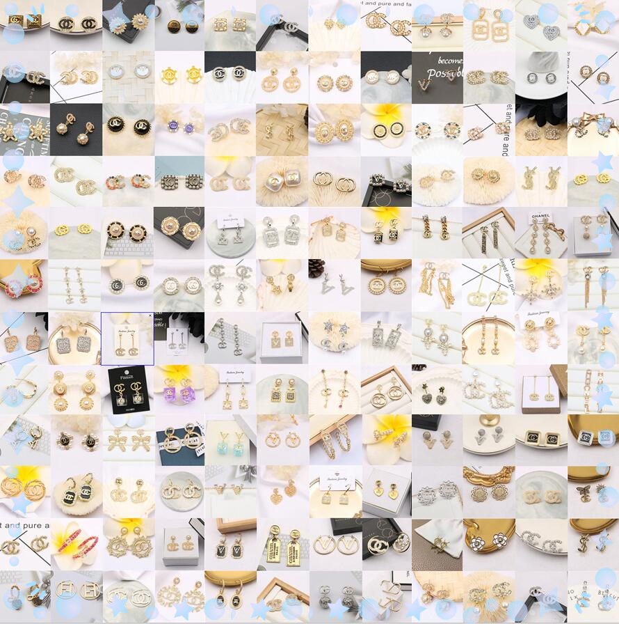 

18K Gold Plated 925 Silver Luxury Brand Design Letters Stud Geometric Classics Women Crystal Rhinestone Pearl Earring Wedding Party Jewerlry 500Style Random Send