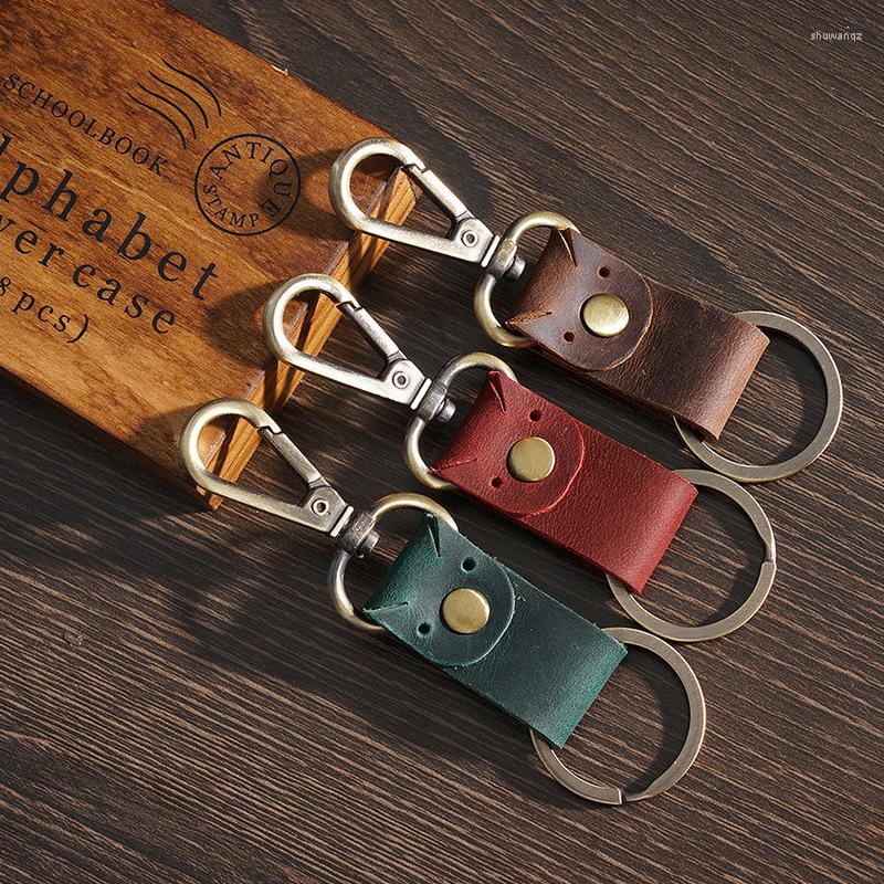 

Keychains High Quality Cowhide Pendant Vintage Genuine Leather Car Keychain Accessories Cute Piggy Key Chains Gifts For Friends