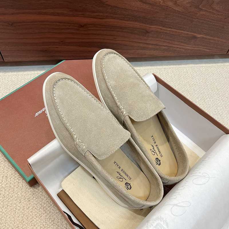 

Italy Designer Shoes Loropiana Women's Shoes 23 Autumn Style Leather Lp Loafer Shoes with Soft Soles British Style and Lazy Casual Shoes 4L50, Apricot