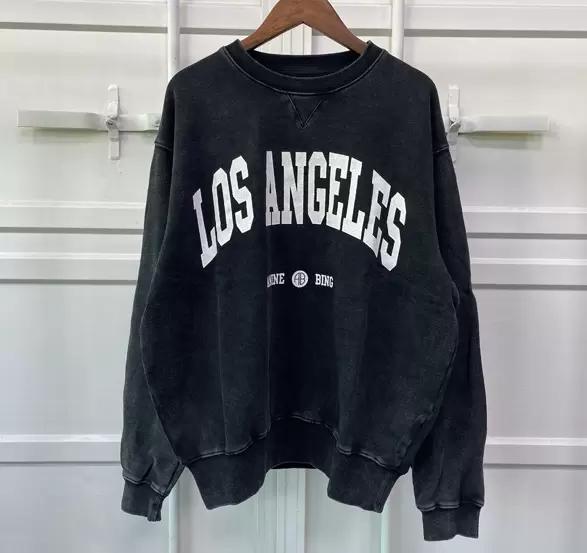 

2023 Anine Bing City Women Pullover Sweatshirt New Embroidery Letter Burst Fleece Sweater Printed Wash Round Neck Female Cotton Ab Hoodie dw, 23