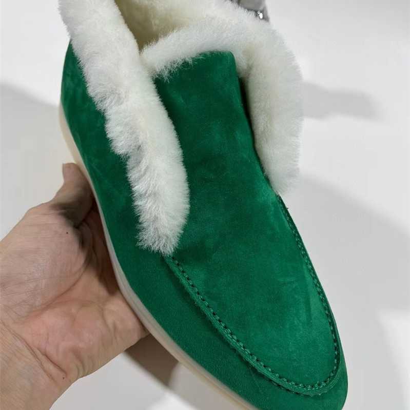 

Italy Original Designer Shoes Rolopiana L p Sheep suede high-top autumn winter style Lefu shoes for women's single with flat bottom casual large LP, Green