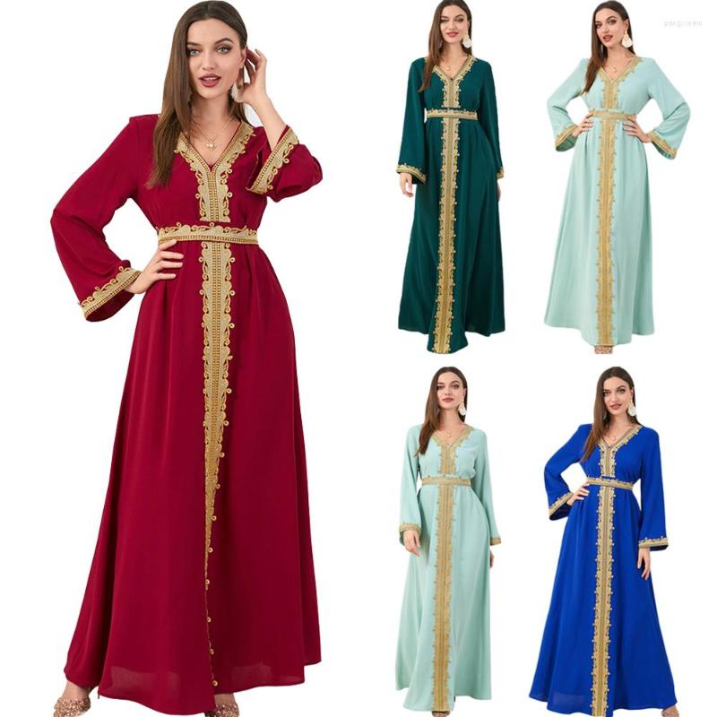 

Ethnic Clothing Moroccan Caftan Muslim Long Dress Women Full Sleeve Autumn Islamic Clothes Arab Abaya Eid Turkey Dubai Middle East Robe