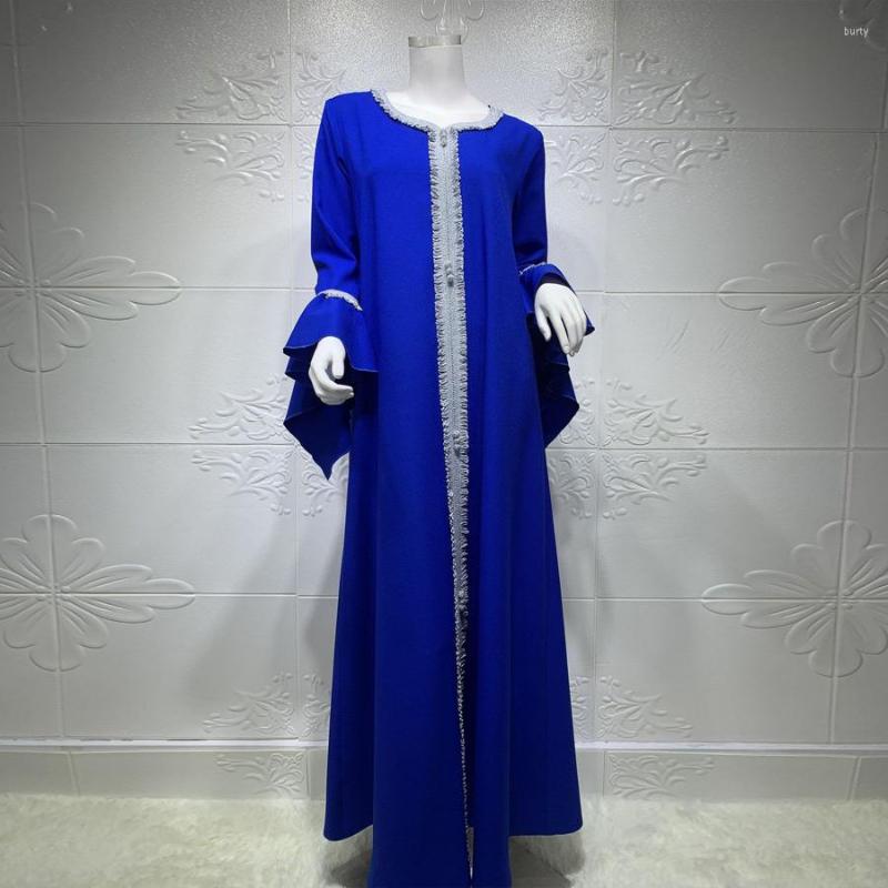 

Ethnic Clothing Summer Eid Arabic Muslim Abaya Plus Size Dress For Women Blue Long Sleeve Moroccan Kaftan Hooded Robe Turkish Islamic