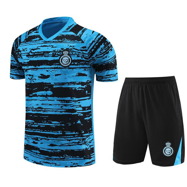 

23 24 Al Nassr FC Football Jerseys 2023 2024 Ronaldo Masharipov Abbard Martinnez Short Sleeve Training Shirt Men's and Kids Sets, Blue