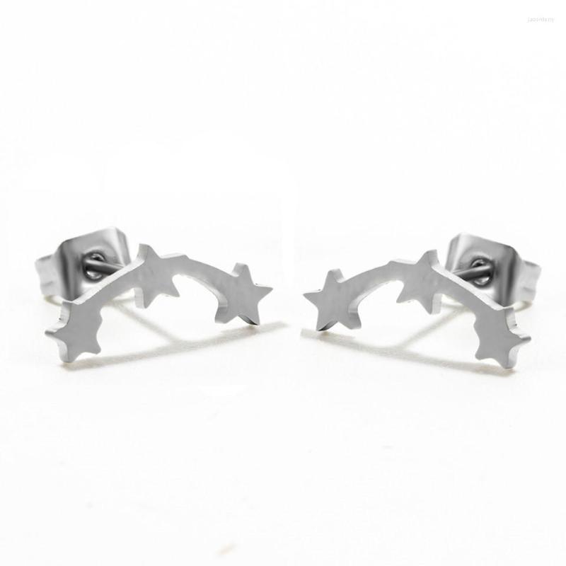 

Stud Earrings Tiny Three Link Stars For Women Female Five Pointed Star Minimalist Geometric Stainless Steel Korean Ear Studs