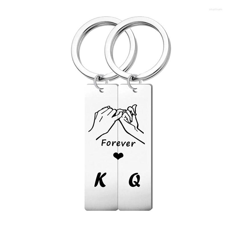 

Keychains King Queen Forever Love Heart Keychain Stainless Steel Keyring For Men And Women Couple Pendant Jewelry Christmas Gift