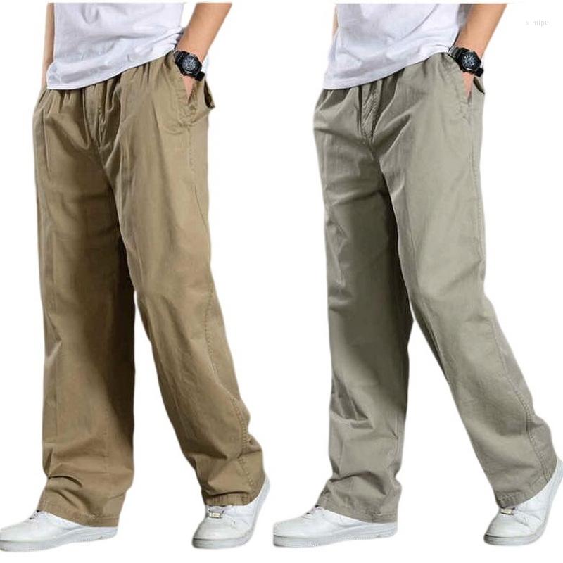 

Men's Pants Men Casual Loose Elastic Waist Baggy Man Clothing Cotton Trousers, Army green