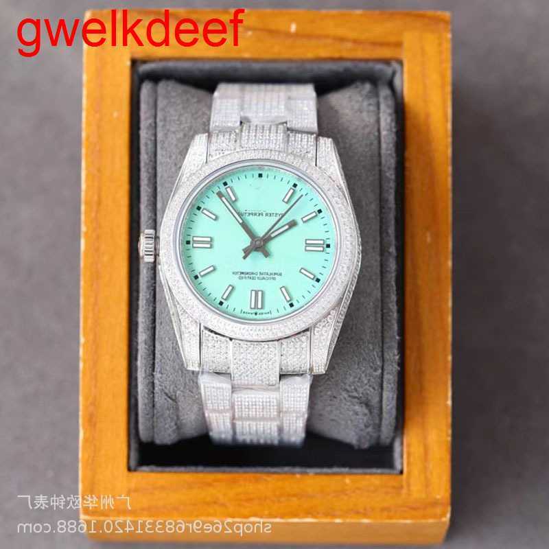 

Wristwatches Luxury Custom Bling Iced Out Watches White Gold Plated Moiss anite Diamond Watchess 5A high quality replication Mechanical ILTE, Pink
