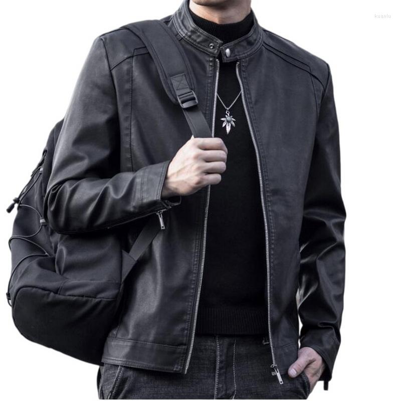 

Men's Fur Men Winter Causal Leather Jacket Coat Mens Zipper Design Motor Biker PU Male Baseball Outwear, Thick black