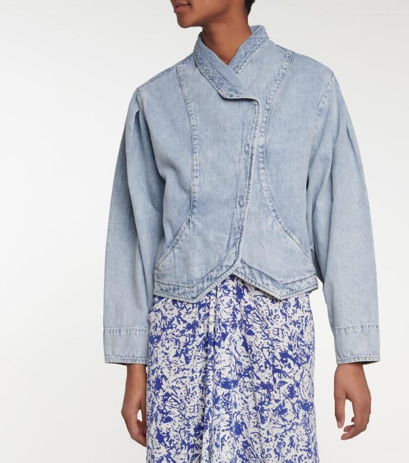 

Women' Jackets 2023 Early Spring Women Turn-down Collar Denim Coat Ladies Fashion Light Blue All-Match Classic Long Sleeves Jacket
