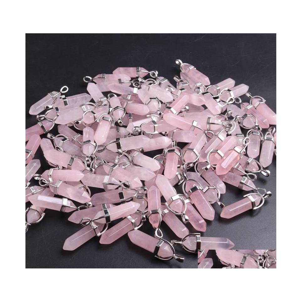 

Charms Bk Natural Stone Rose Quartz Pink Crystal Pendant Hexagonal Column Pendants Necklace Jewelr Whole Drop Delivery Jewelry Findi Dhlz0