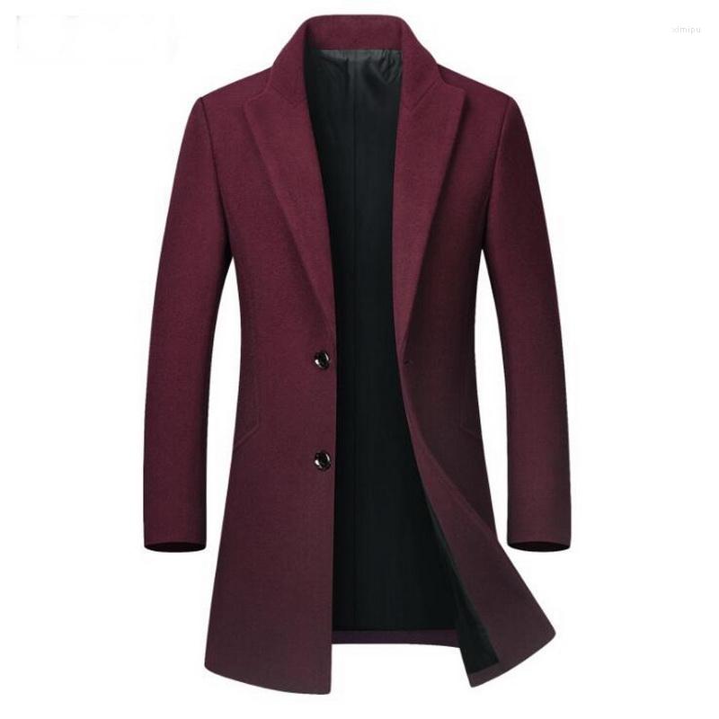 

Men's Wool Men High-grade Slim Fit Long Woolen Coat Single-Breasted Tweed Trench Winter Outerwear Jacket, Gray