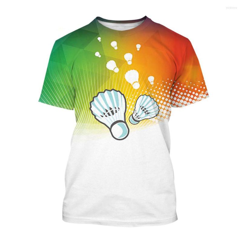 

Men's T Shirts Fashion Sports Badminton Pattern 3D Print T-shirt Men's Casual Hip Hop Harajuku Personality Round Neck Short Sleeve Top