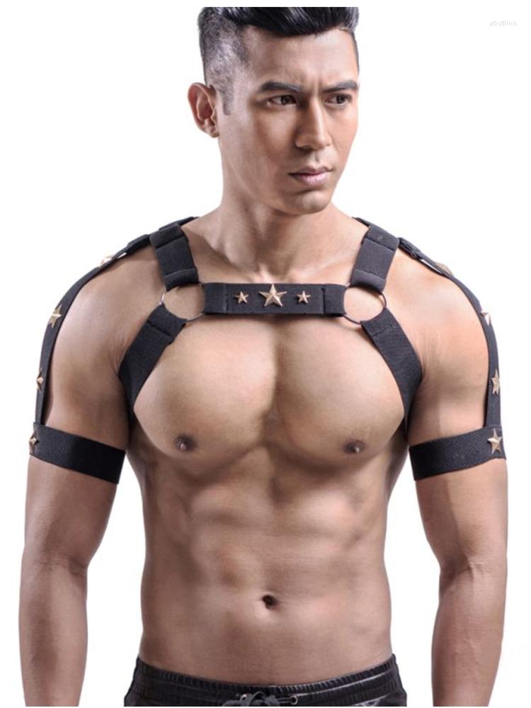 

Stage Wear Nightclub Dj Gogo Costume Fluorescent Color Elastic Bandage Sexy Hollow Strap Chest Straps Burning Man Accessories, Black