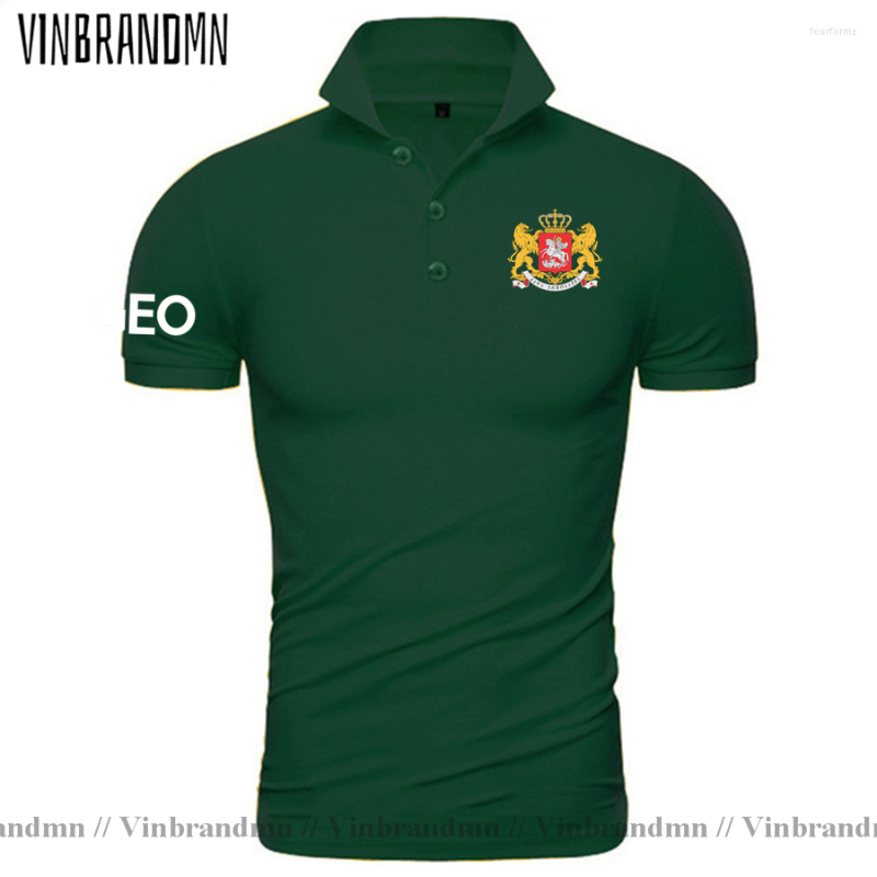 

Men's Polos Georgia Georgian GEO Polo Shirts Men Est Fashion Shirt Country Flag Design Pure Cotton Nation Team Clothes Classic Streetwear, Black