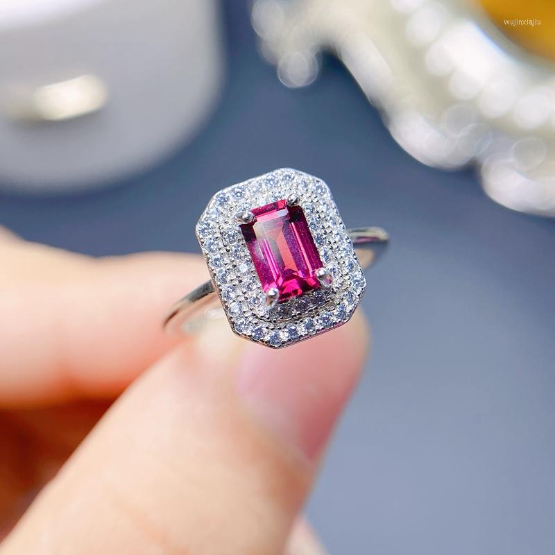 

Cluster Rings Natural Garnet Ring PURPLE Beautiful Lady 925 Sterling Silver Princess Square