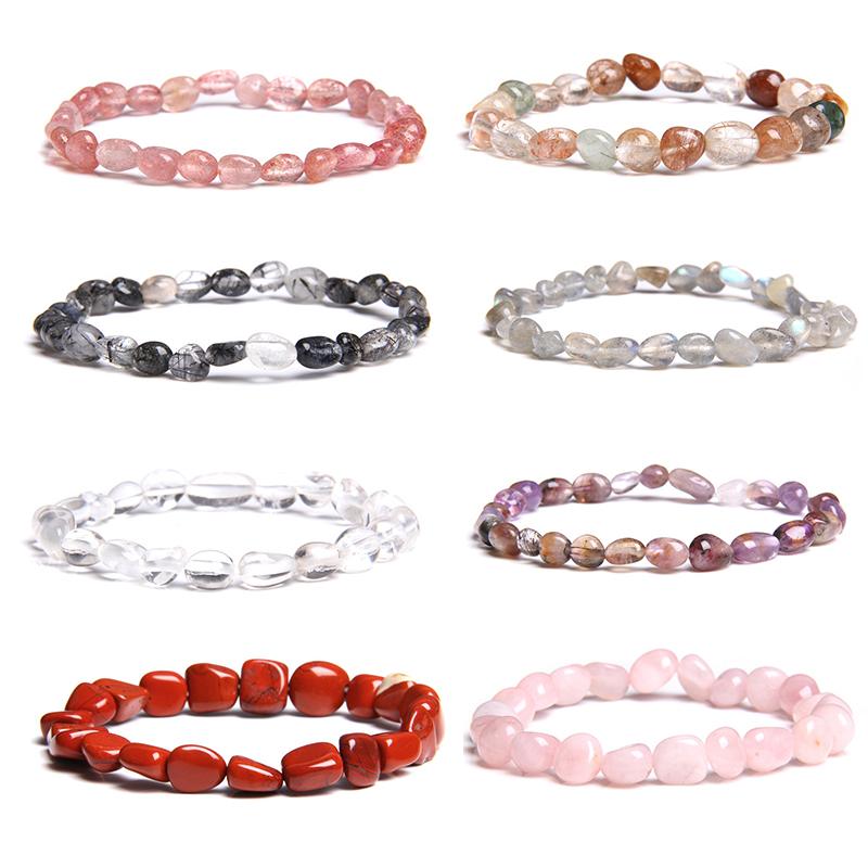 

Strand Beaded Strands Natural Chip Stone Crystal Bracelet Rutilated Quartzs Labradorite Irregular Gravel Bead Healing Reiki Exquisite