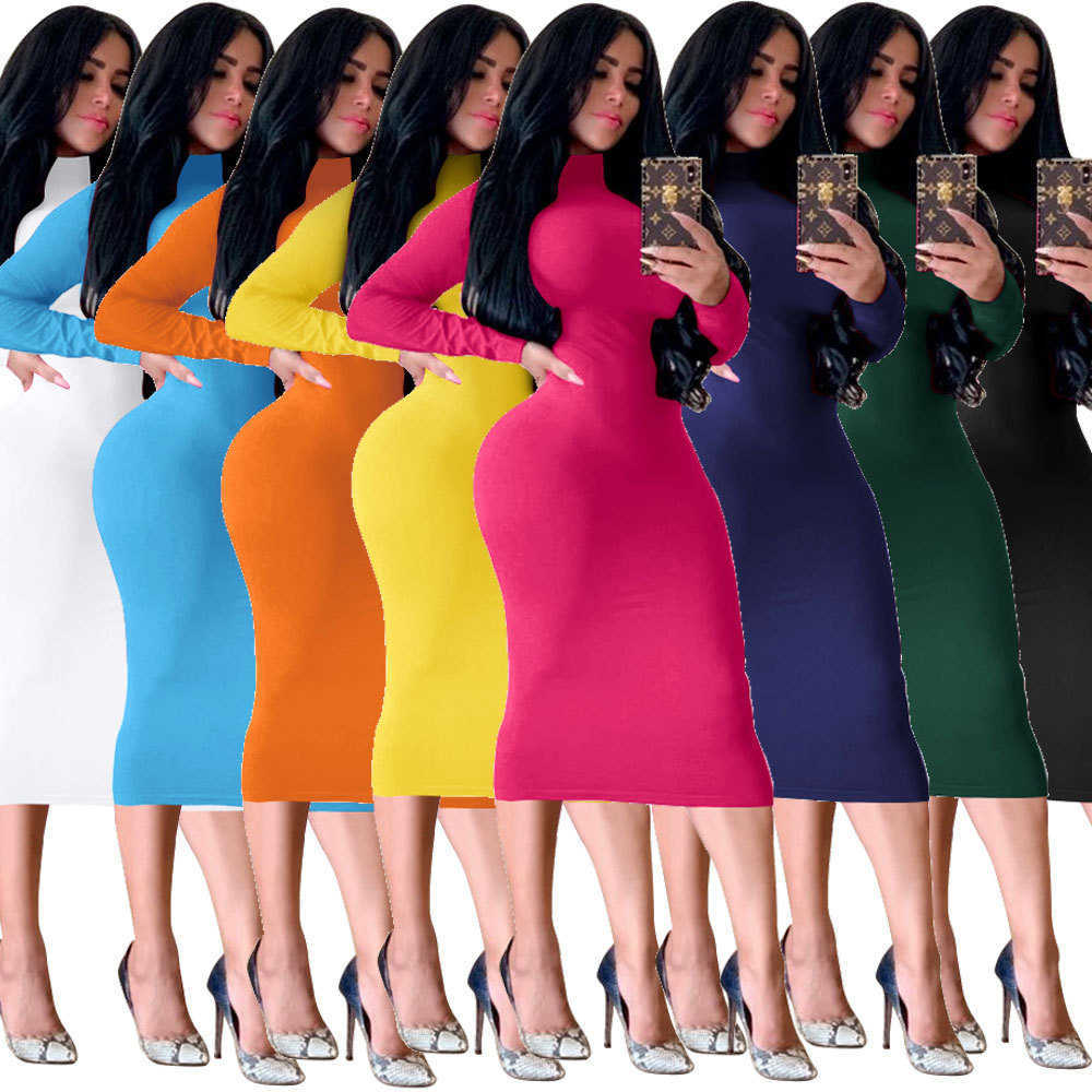 

Casual Dresses CMYAYA Women Solid Midi Dress Z0216, Dark blue