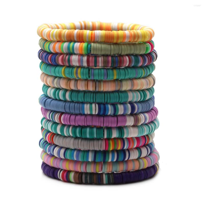 

Strand Boho Multicolored 6mm Polymer Clay Heishi Beads Stretch Bracelet 2023 Recyclable African Summer Beach Surf Jewelry Gift