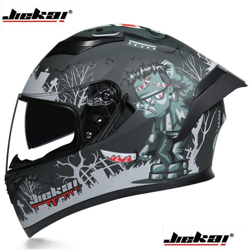 jiekai 316 motorcycle helmet safety full face dual lens racing strong resistance off road dot approved visors helmets