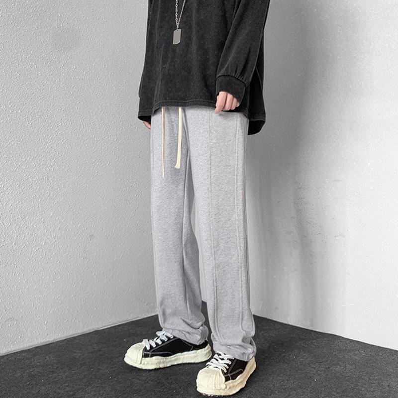 

Men's Pants Mens Spring And Autumn Simple Solid Color Leisure High Street Elastic Lace Up Trousers