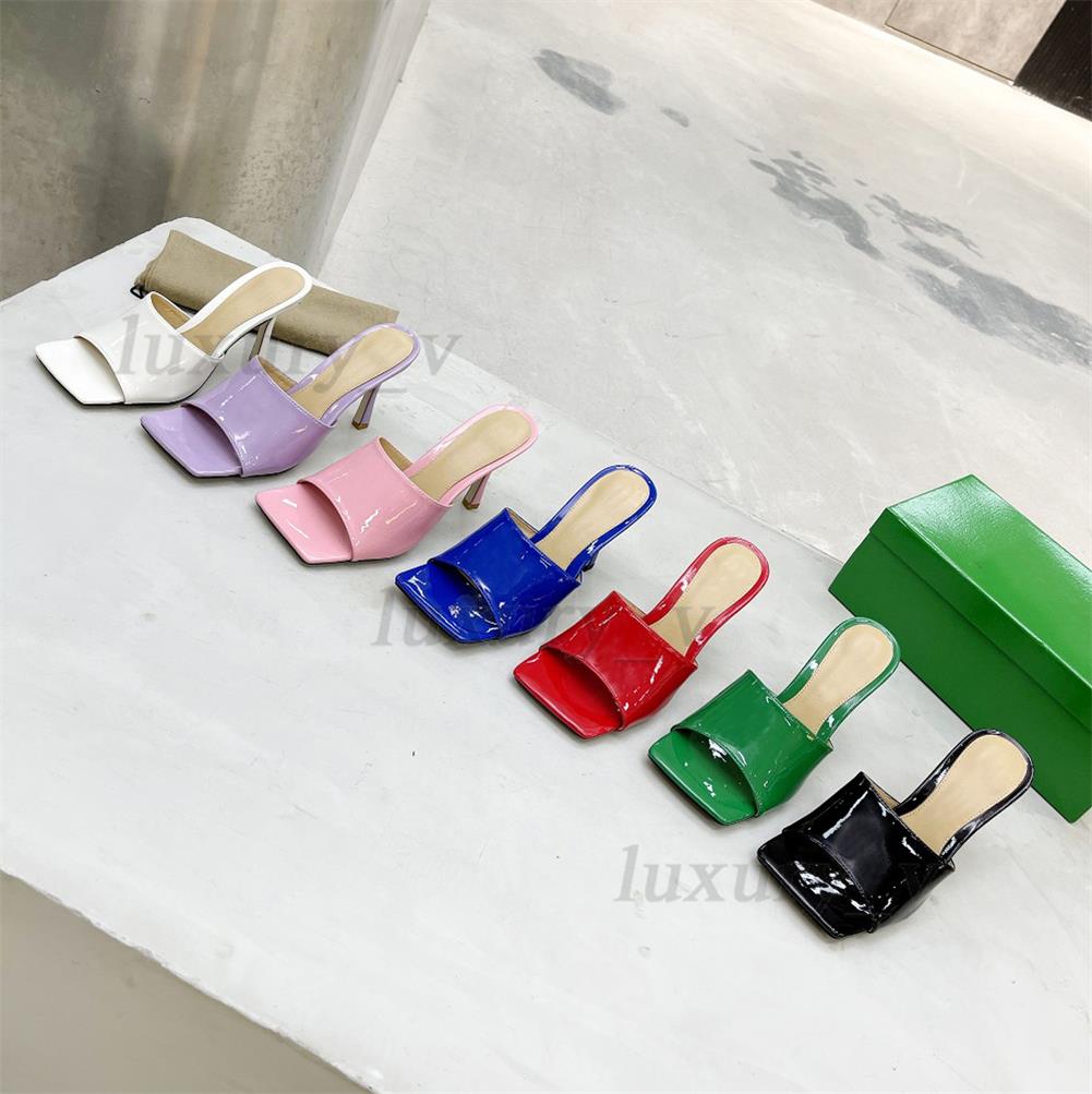 

Designer Slippers STRETCH Mules Lido Spring Slides Women Patent Leather High Heels Fashion Summer Beach Flip Flops Lady Wedding Pumps, Color 5