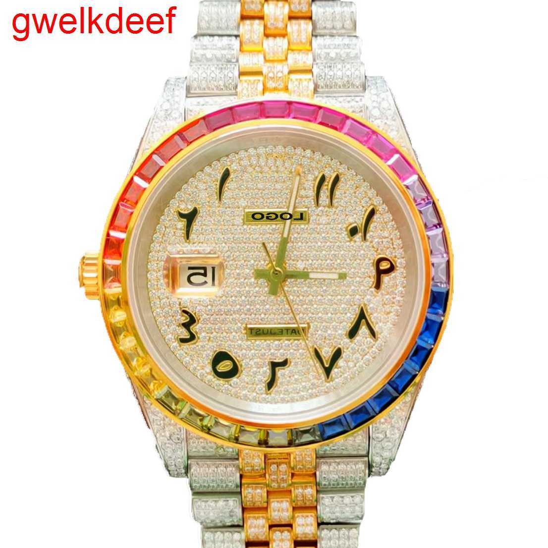 

Wristwatches Luxury Custom Bling Iced Out Watches White Gold Plated Moiss anite Diamond Watchess 5A high quality replication Mechanical 0DZU
