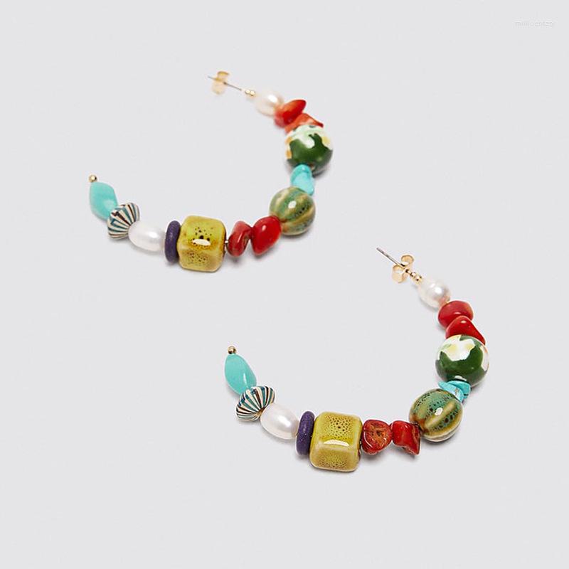 

Hoop Earrings In Europe And The Geometric Exaggerated Beaded Earring Bohemia Manual Pendant Jewelry FOR Women Earing