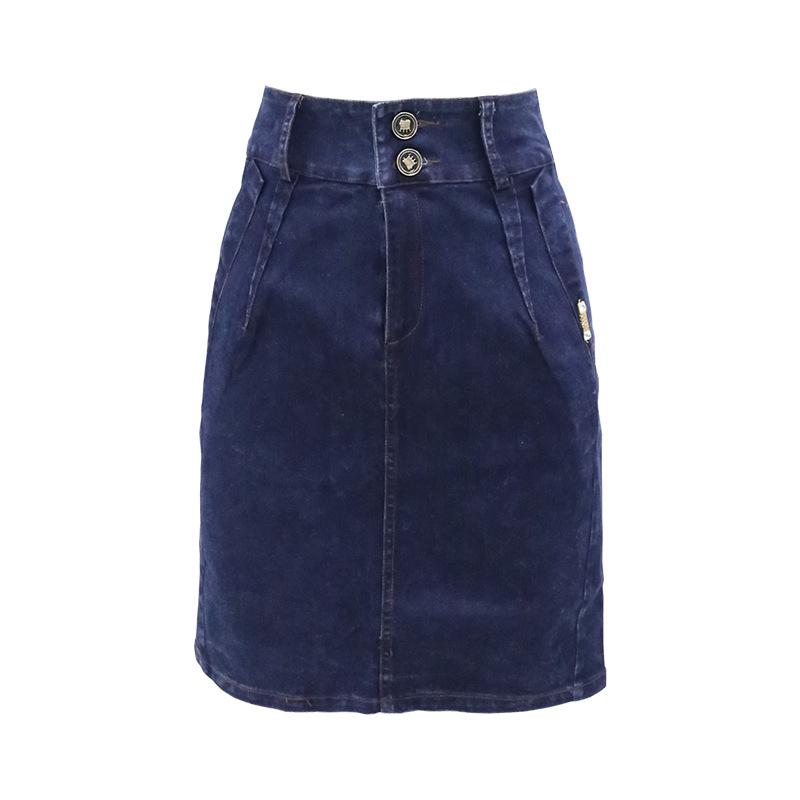

Skirts Women' Bust Skirt Solid Color High Waist Bag Buttocks Denim In Spring And Autumn, Dark blue