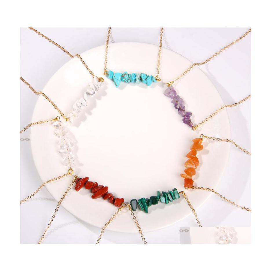

Pendant Necklaces Fashion Irregar Natural Stone Crystal Crushed Necklace Opal Turquoise Pink Quartz Chakra For Women Drop Delivery J Dh0Mi