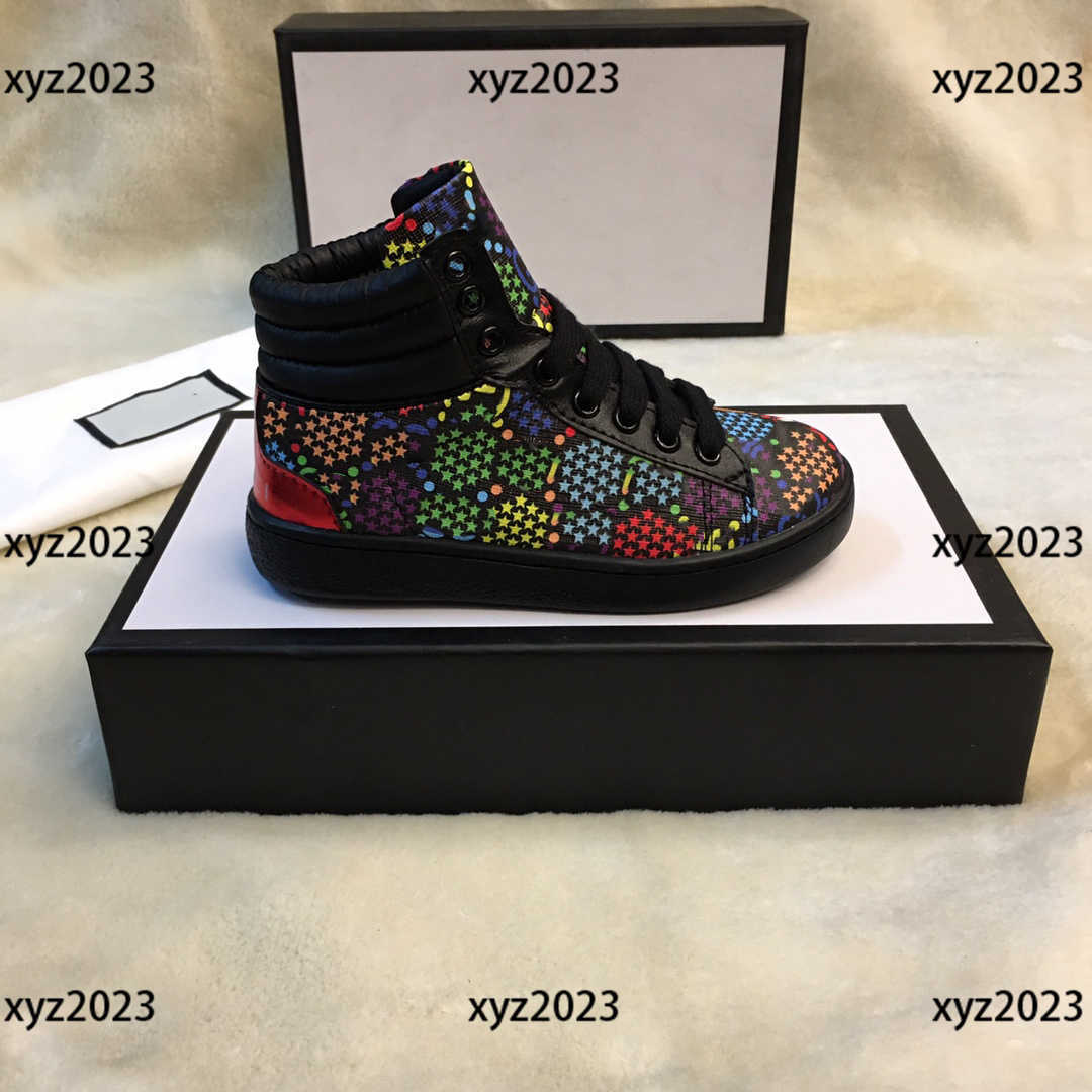 

Kids Casual Shoe Child Sneakers Baby Athletic High top comfort colorful boots New Listing Box Packaging Spring Children's Size 26-35, Black