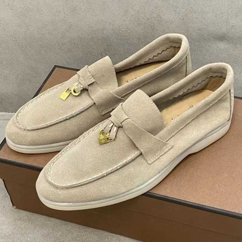 

Italy Designer Shoes Loropiana Lp Loafers for Women's Leather Flat-bottomed Loafers for Single Shoes British Large Leather Shoes Small Leather Shoes Penny Shoes for, Sandy