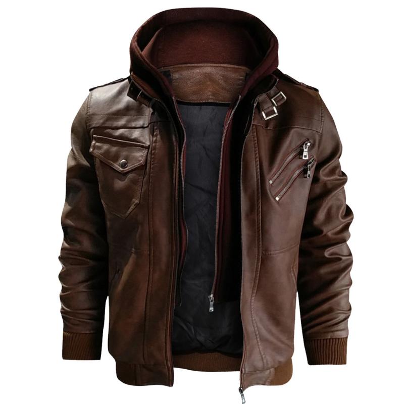 

Men's Jackets Men Winter Leather Coat Motorcylce Casual Fleece Thicken Motorcycle Pu Jacket Biker Warm Clothing#G3, Black