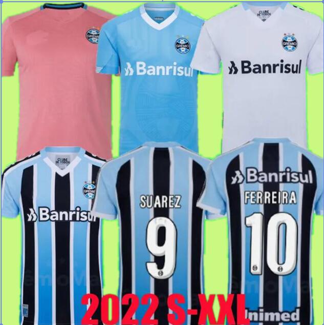 

Gremio soccer jerseys Suarez 2022 2023 Campaz Villasanti Benitez Ferreira Janderson Camisa home away third Outubro Rosa football shirts men kids kit 3rd AA