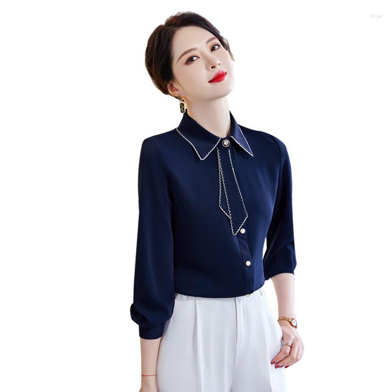

Women' Blouses High End Professional Shirt Women 2023 Spring Slim Temperament Formal Long Sleeve Chiffon Office Ladies Work Tops, Yellow short sleeve