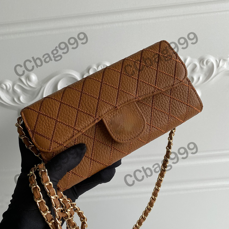 

Designer Ladies Caviar Shoulder Cross-body Chain Bags with Purse woc Shiny Grained Calfskin Leather Purses Gold Hardware Card Holder Wallets Luxury Handbags 19cm, Box