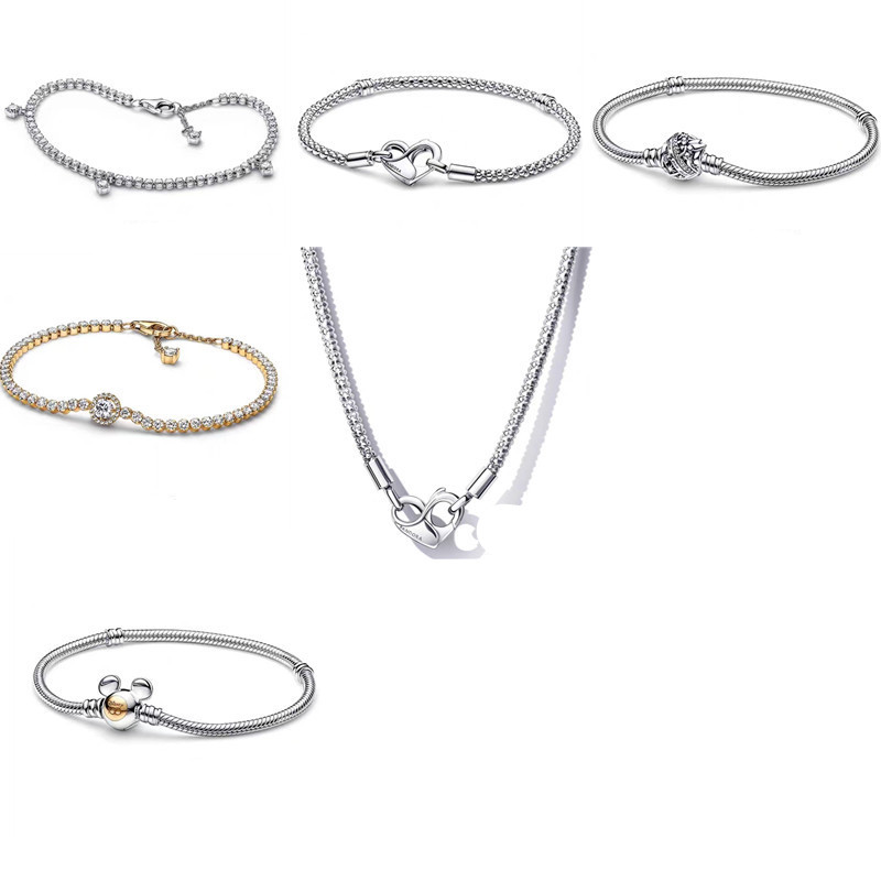 

Women holiday gift charms bracelets fashion party necklace designer jewelry DIY fit Pandora bracelet 100th anniversary celebration mouse love chain