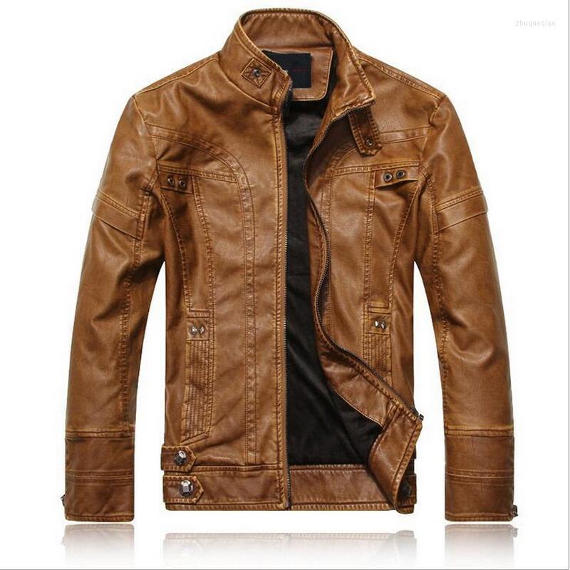 

Men's Fur Men Leather Jackets Male Business Casual Coats PU Coat Outwear, Auburn