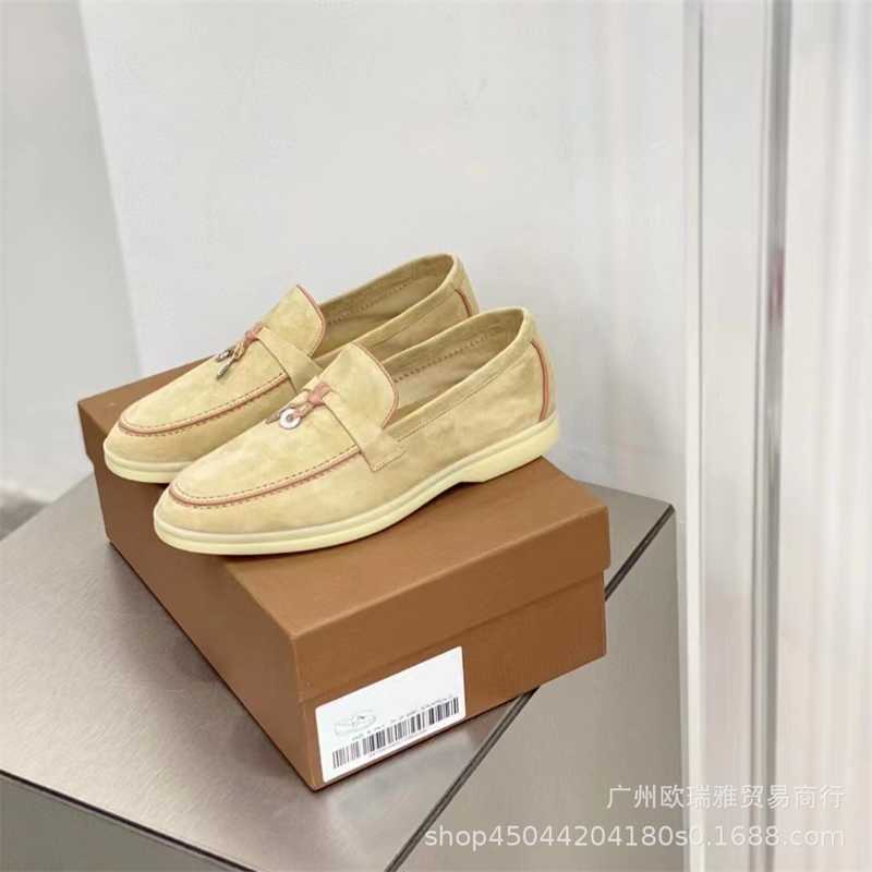 

Italy Designer Shoes Loropiana Push on Lp Loafers Women's Sheepskin Flat Loafers Single Shoes British Large Leather Shoes Small Leather Shoes Penny Shoes Women, Rose red