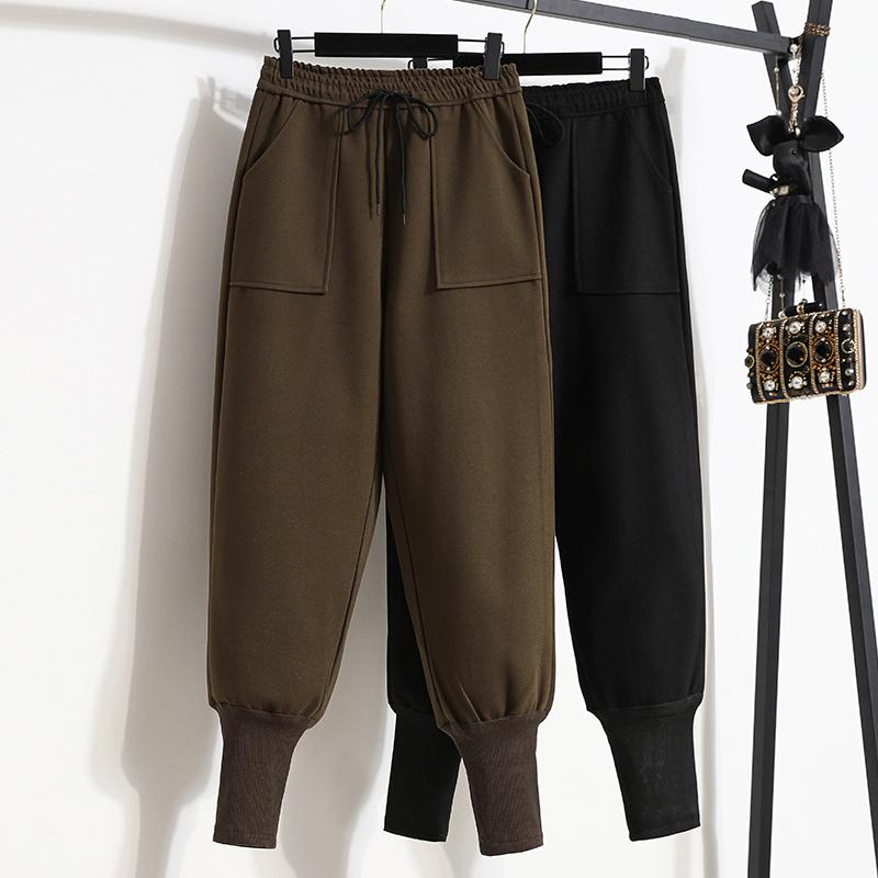 

Women's Pants & Capris Black Large Tweed 2023 Autumn Winter High Waist Thickened Corset Tooling Harlan Trend