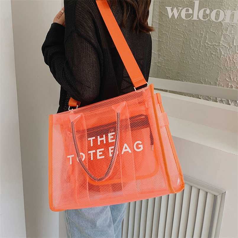 

new fashionable personalized handbag pvc transparent shoulder bag women's large capacity casual messenger tote bag, Black14