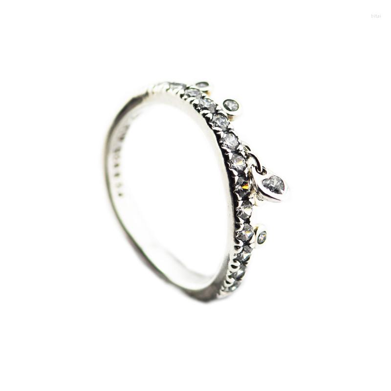 

Cluster Rings Chandelier Droplets For Women Clear CZ Crystal 925 Sterling Silver Jewelry Heart Stone Girls Ring Accessories