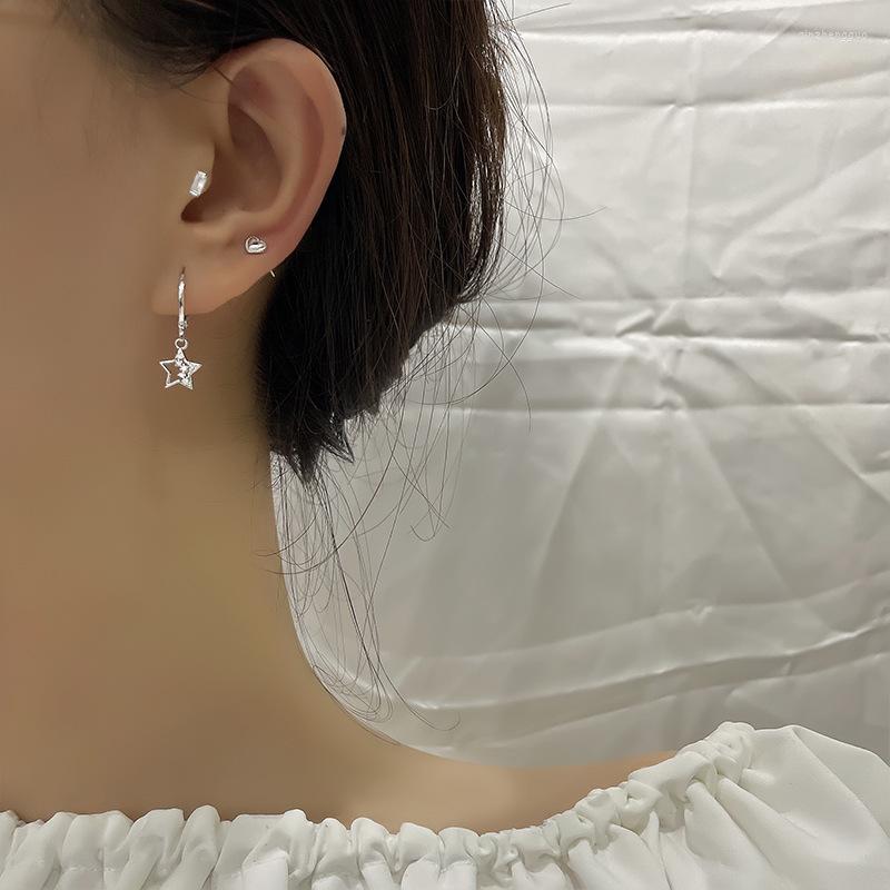 

Stud Earrings Xingyunday Hollow Zircon Five-pointed Star For Women Girl Simple Fashion Ear Buckles Earring Silver Color Jewelry