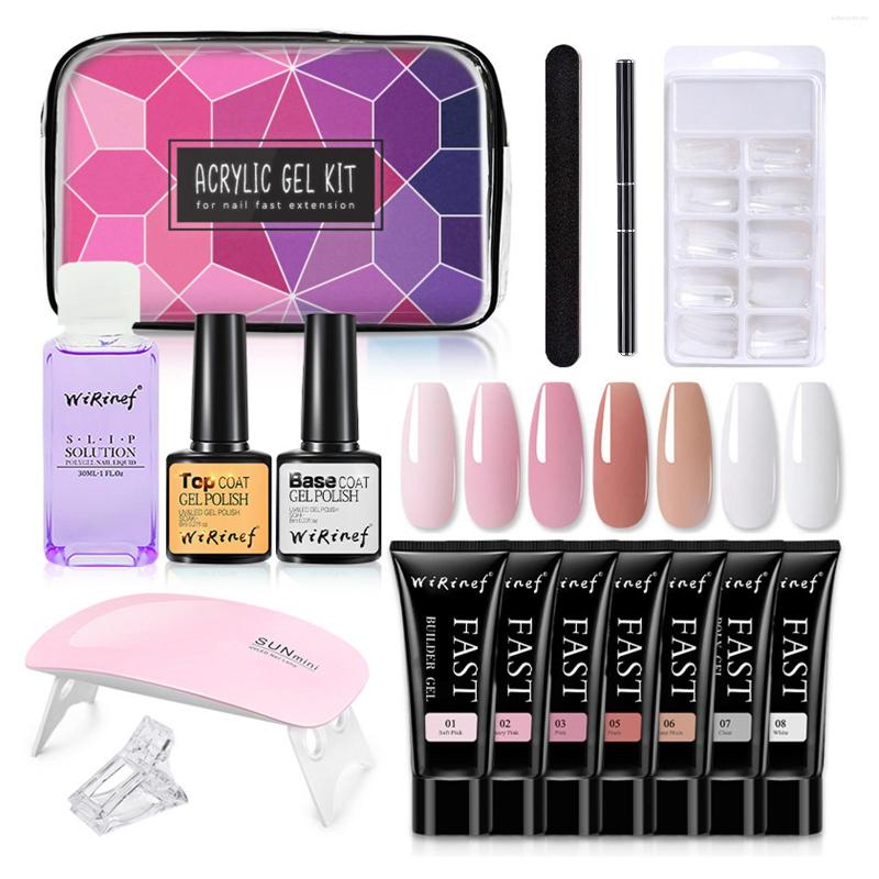 

Nail Art Kits Poly Extension Gel Kit Professional Acrylic Powder French Tips Clear White Pink With Base And Top