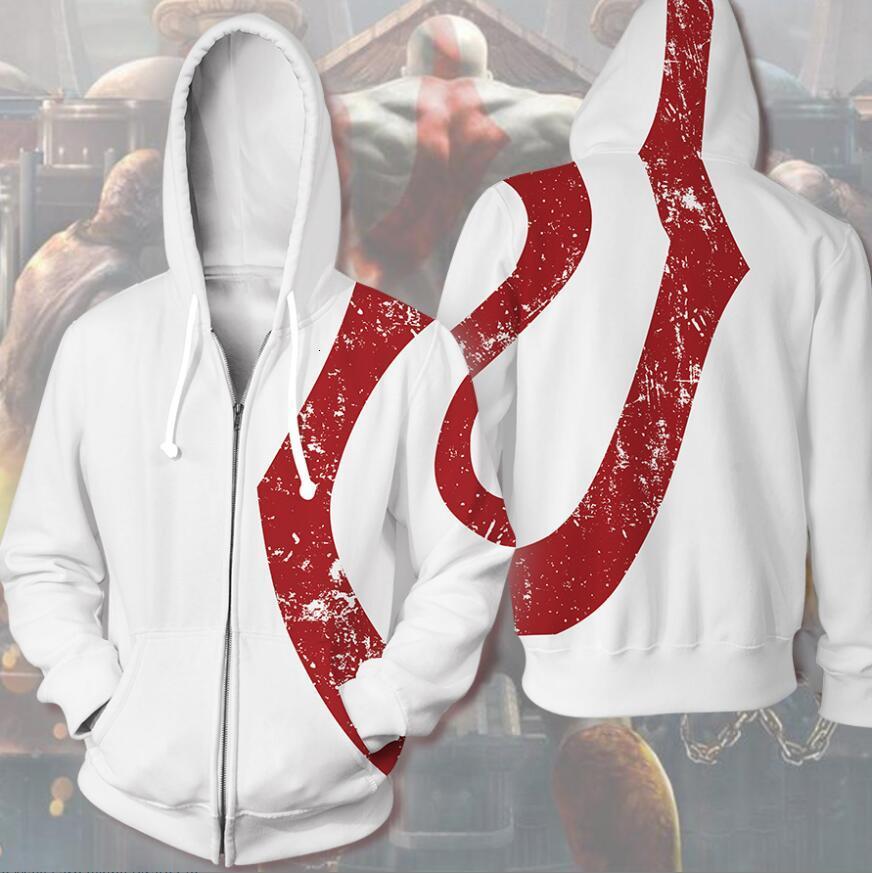 

Men's Tracksuits God of War Ghost Sparta Hoodie Kratos Casual Hoodies Sweatshirts 3D Print Hooded Zipper Coat Thin Tops 230217, White