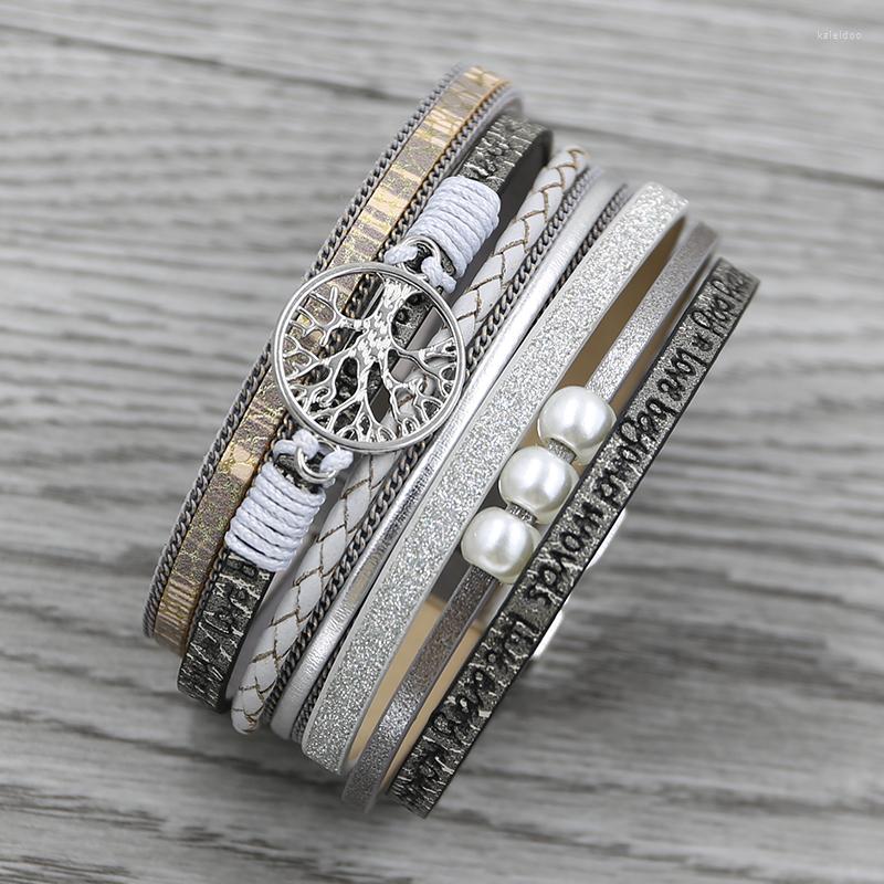 

Charm Bracelets STRATHSPEY Tree Of Life Bracelet Multilayer Leather For Women Vintage Wide Wrap & Bangle Femme Jewelry
