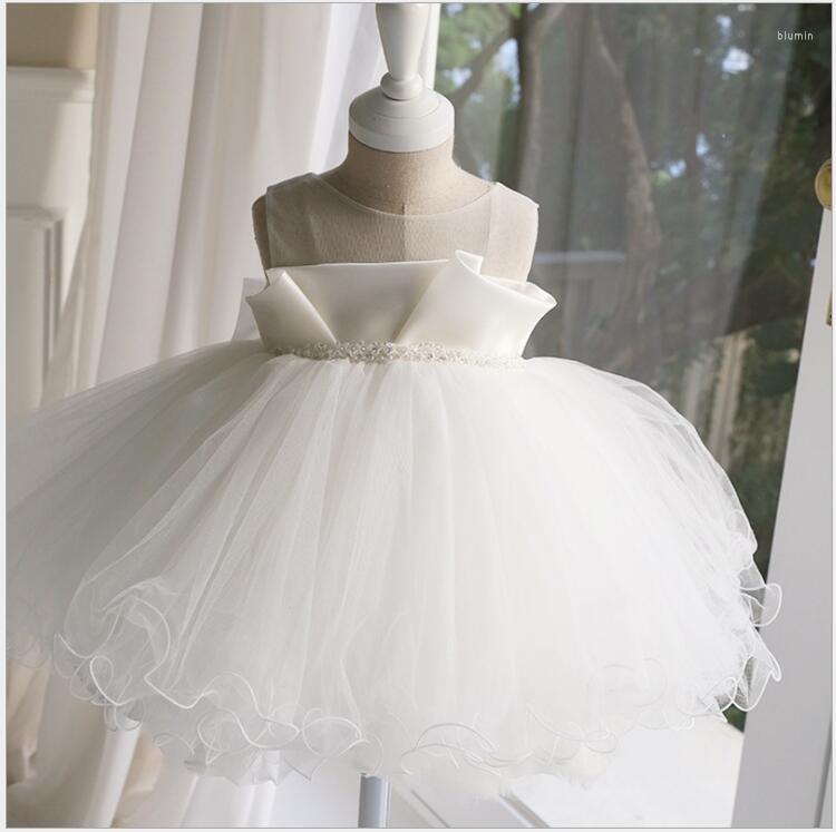 

Girl Dresses White Lace Baby Dress 1 Year Birthday Beads Kids Girls Clothes Infant Born Party Vestidos Christening Gowns