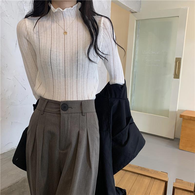 

Women's Sweaters Ladies Base Pullovers Female Knitwear Half High Collar Spring Autumn Fashion Long Sleeve Knitted Solid Color Tops, Green