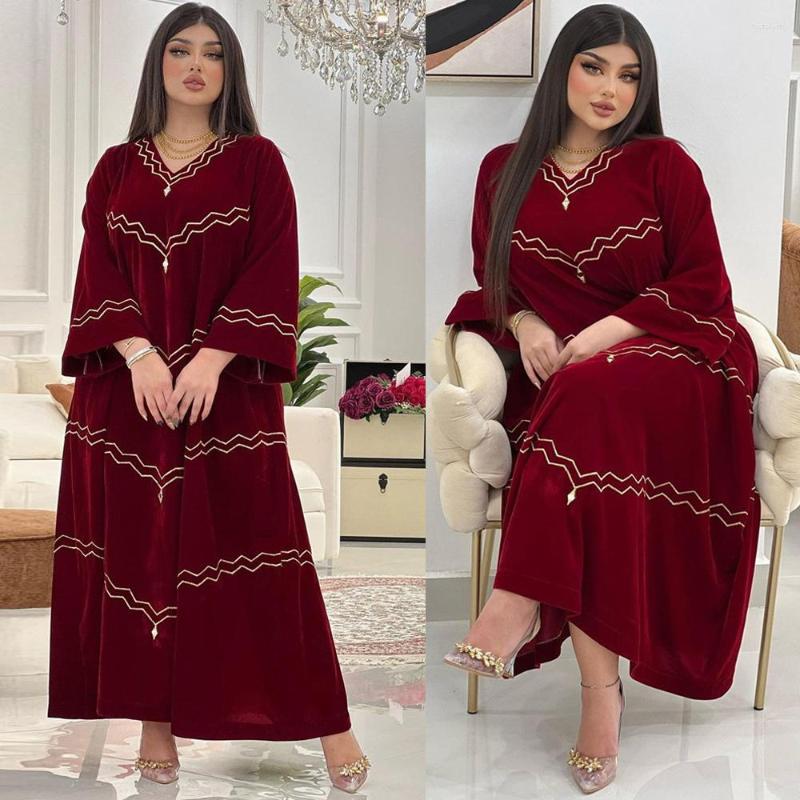 

Ethnic Clothing Muslim Abaya Dress Dubai Kaftan Velevt Turkey Moroccan Caftan Luxury Evening Winter Robe Women's Dresses Islamic Clothes